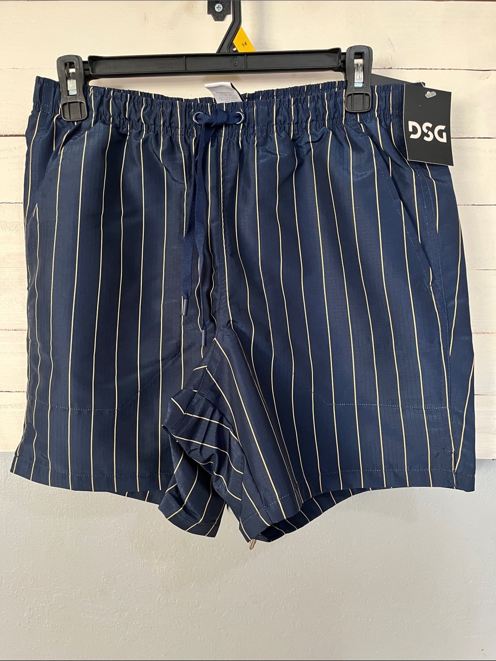 DSG Navy Blue Pinstripe Swim/Beach Shorts